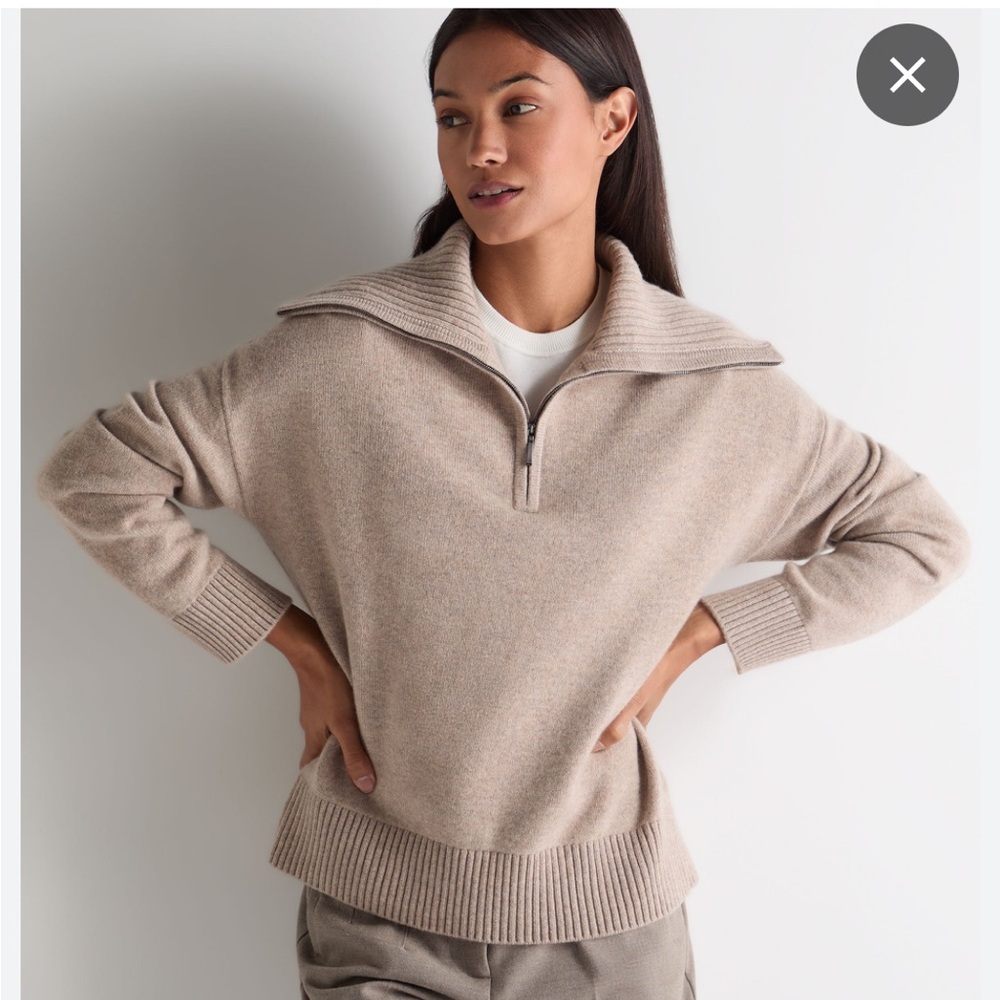 John Ashford Women's V-Neck Cashmere Sweater - Oatmeal